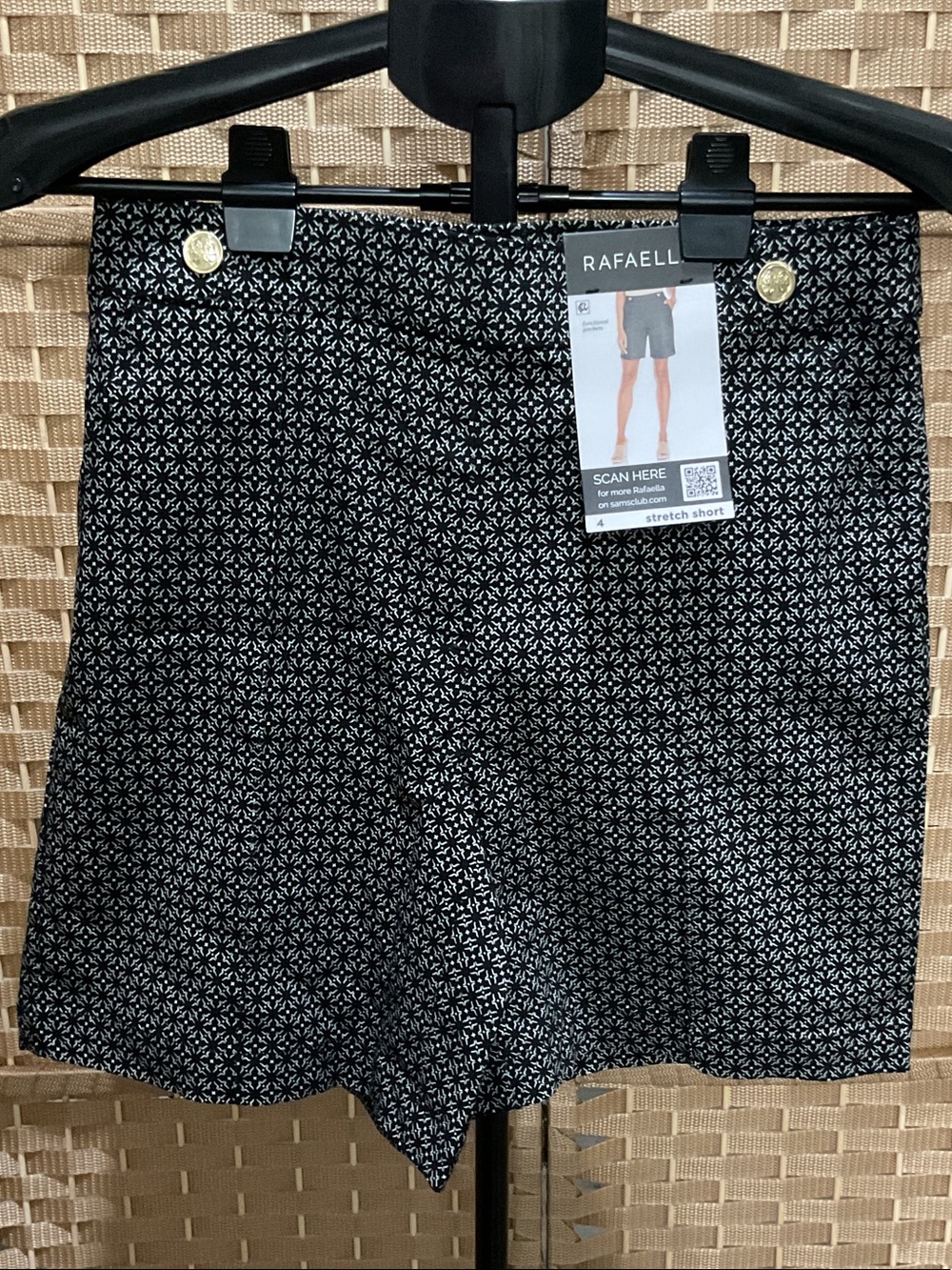 Rafaella Black and White Patterned Stretch Bermudas
